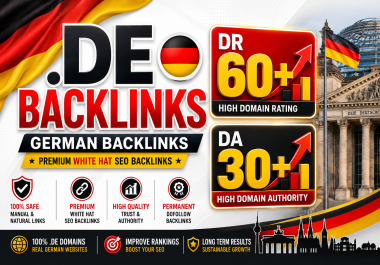 100 High Quality. DE DR 60+ and DA 30+ Dofollow Contextual Backlinks