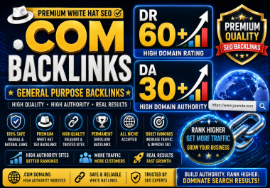 100 High Quality. Com High DR 60+ and DA 30+ Backlinks