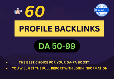 Get 60 High DA Profile Creation Backlinks