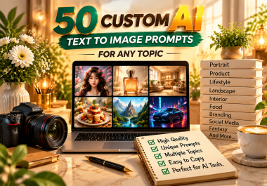 I Will Create 50 Custom AI Text to Image Prompts for Any Topic