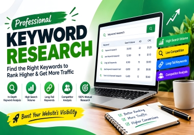 I will provide SEO keyword research,  competitor analysis,  and keyword strategy