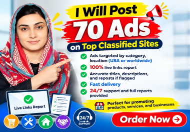 I Will Post 70 Ads on Top Classified Sites
