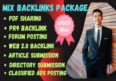 Top 250 Backlinks, Directory PR9,  Forum posting,  Web2.0, PDF, Article submission,  SEO MIX