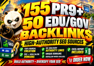 Provide 155 PR9 Plus 50 EDU & GOV High-Authority Manual SEO Backlinks for Better Rankings