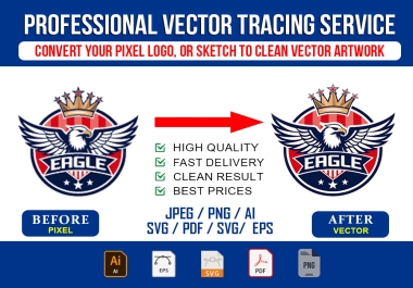 I will do clean manual vector tracing for your artwork and logo