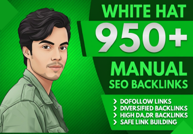 I will do 950 manual high domain authority white hat SEO backlinks link building