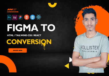 I will convert Figma PSD and XD designs to responsive HTML or React as frontend developer
