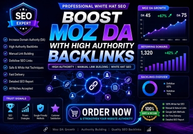 I will increase moz da,  increase da pa,  increase domain authority,  increase da 50