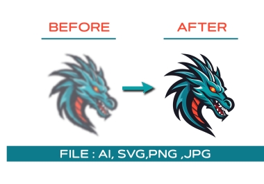 I will do redesign, vectorize, convert to vector, redraw vector for 24hrs.