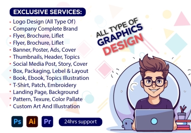 I will do adobe illustrator,  photoshop,  and graphic design in eps,  pdf,  ai,  and vectors