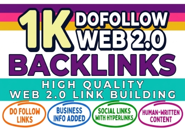 1k Dofollow Web 2.0 Backlinks to Boost Website SEO & Online Visibility