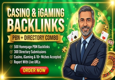 500 Homepage PBN + 300 Directory Backlinks for Casino & iGaming Sites