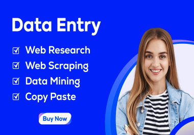 I will be your virtual assistant for data entry,  copy paste,  typing,  web research