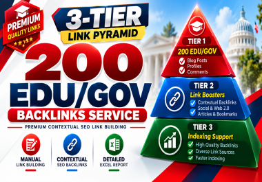 POWERFUL HIGHER DR EDU/GOV MIX BUNDLE SEO DOFOLLOW BACKLINKS 3-TIERS