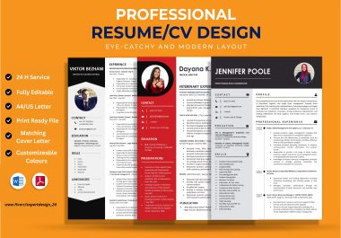 I will make impressive professional resume design and cv design