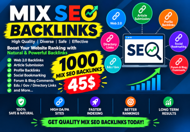 I Will Build 1000 Mixed SEO Backlinks for Your Website Promotion