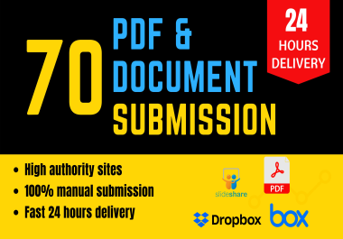 I will creat PDF submission manually on 70 high DA document sharing sites
