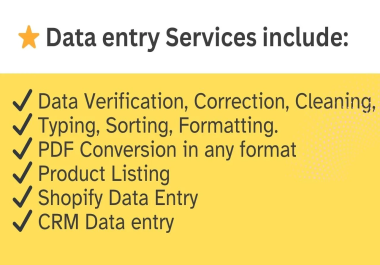 I will do excel data entry,  shopify data entry,  CRM data entry