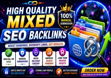 Premium 8560 Mixed Backlinks Niche Edits,  PR9,  Web 2.0,  Forum Posting,  Directory Submissions