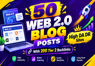 Get 50 Tier 1 + 200 Tier 2 Web 2.0 Manual Backlinks High DA SEO Links to Boost Google Ranking