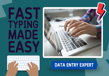 I will be your virtual assistant for data entry,  typing and copy paste job