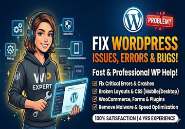 I will fix wordpress issues,  critical error,  wp bugs,  custom css code,  wordpress help