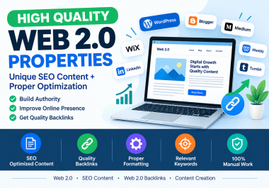 I will create high quality Web 2.0 properties with unique SEO content