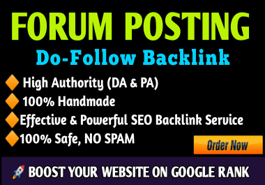 Grow your website ranking with 500 Forum Posting on good DA PA backlinks