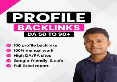 Create 100 High DA Profile Backlinks for SEO Rangking