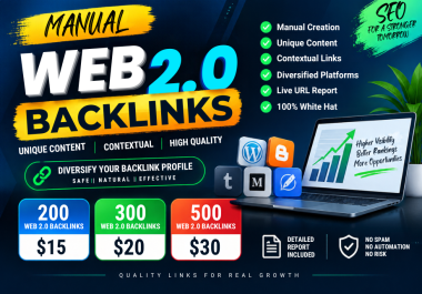 I will build manual Web 2.0 backlinks with unique contextual content