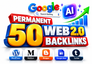 Provide Permanent 50 High Quality Web 2.0 Backlinks - Google and AI search Index Authority Domains