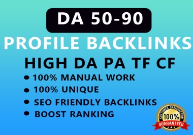 I will provide HQ 100 manual profile backlinks with Da 50-90