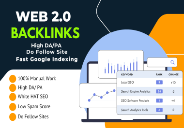 I will create 100 high-quality Web 2.0 backlinks website's ranking
