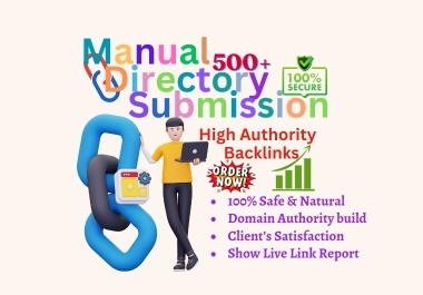 I will do 100+ UK,  USA,  UAE manual directory submission to increase domain authority