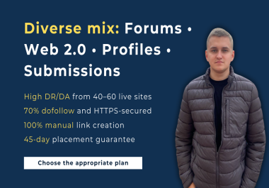 I will build a diverse mix of manual backlinks from high DR and da authority sites