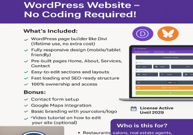 I will build a beautiful WordPress website using a Divi-style drag-and-drop builder for your busines