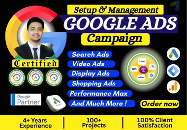 Setup & Fix Google Ads,  PPC Campaign,  Video ads,  Shopping Ads,  Performance Max & Conversion Tracking
