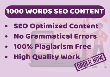I'll Write Unique Content to rank up your website over 1000 words