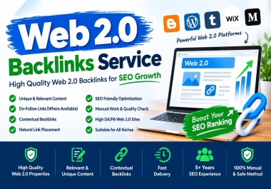 I will build 50 High Authority Web 2.0 backlinks to strengthen your SEO Growth