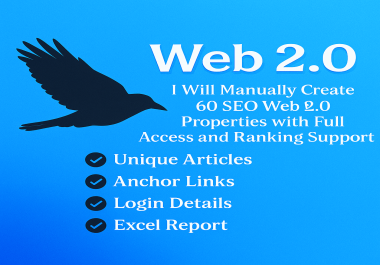 I Will Manually Create 60 SEO Web 2.0 Properties with Full Access and Ranking Support