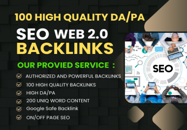 I Will do 100 Web2.0 dofollow High Authority SEO Backlinks Improve Website Ranking