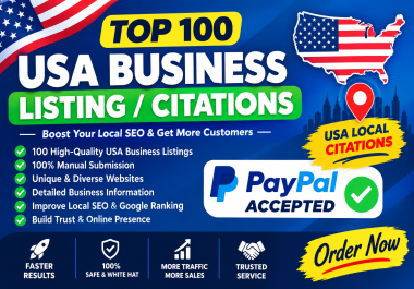 Top 100 unique USA business listing Paypal accepted