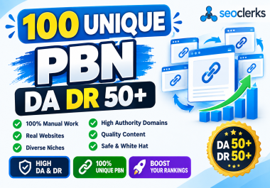 100 Unique PBN Backlinks High DA DR 50+ Authority Sites