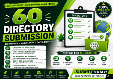 I will build 60 manual directory submission backlinks for SEO Backlinks