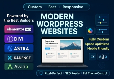 design elementor pro kadence,  astra pro,  avada,  divi website from scratch
