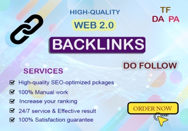 I will build great quality and unique 100+ Web 2.0 backlinks for improving website rankings.