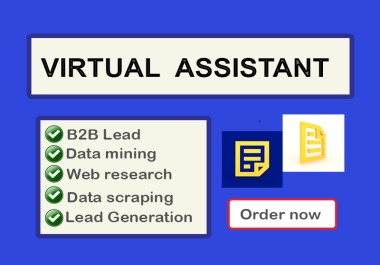 I will be your trusted virtual assistant about data scraping,  b2b lead generation,  data mining