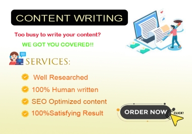 I Will Write SEO Optimized content and Blog Posts within 15000 words That Rank
