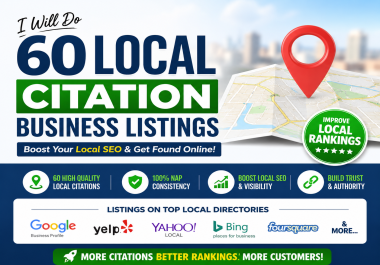 I will do 60 local citation business listings for your business