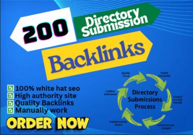 I'll generate 200 manual directory submission backlinks to enhance SEO rankings